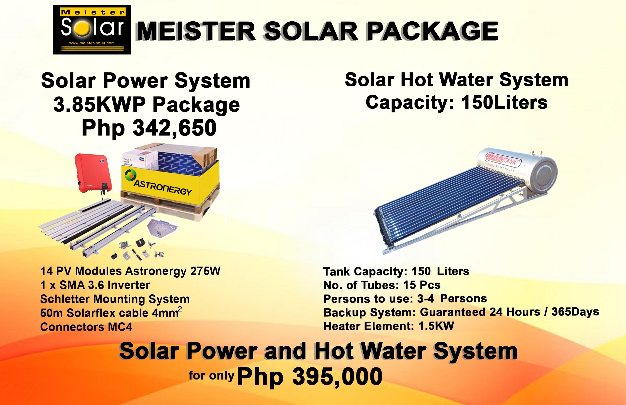 Meister Solar Package Solar Power and Hot Water System