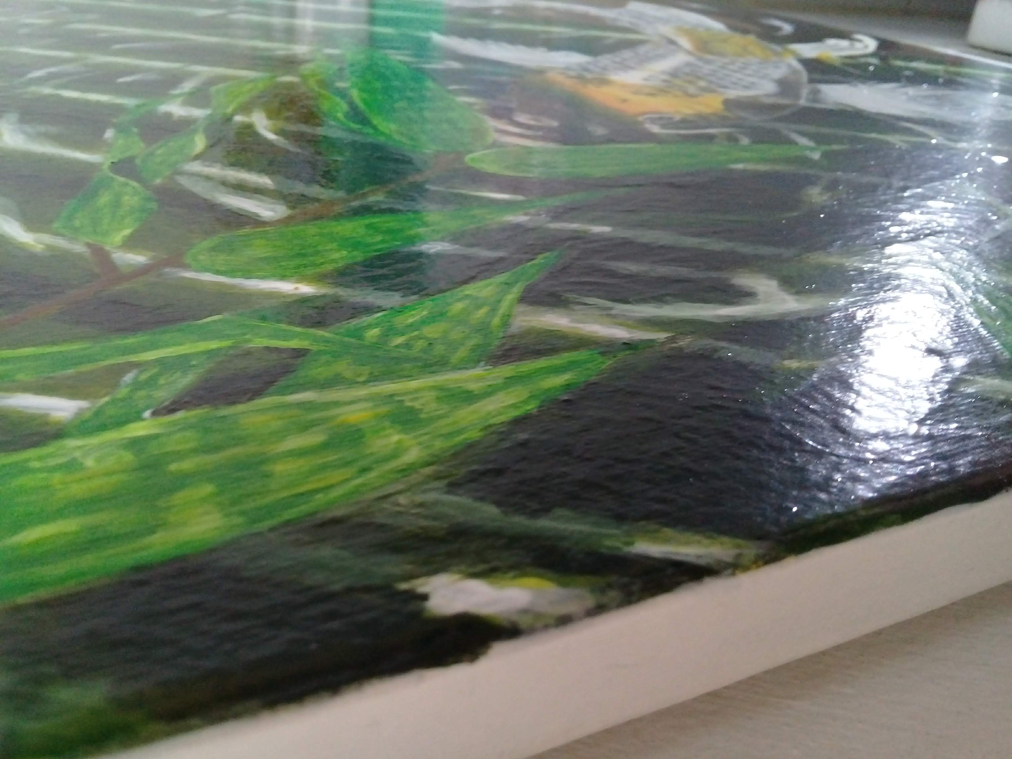 Japanese Coi / Koi Water Bamboo Acrylic Painting on Canvas