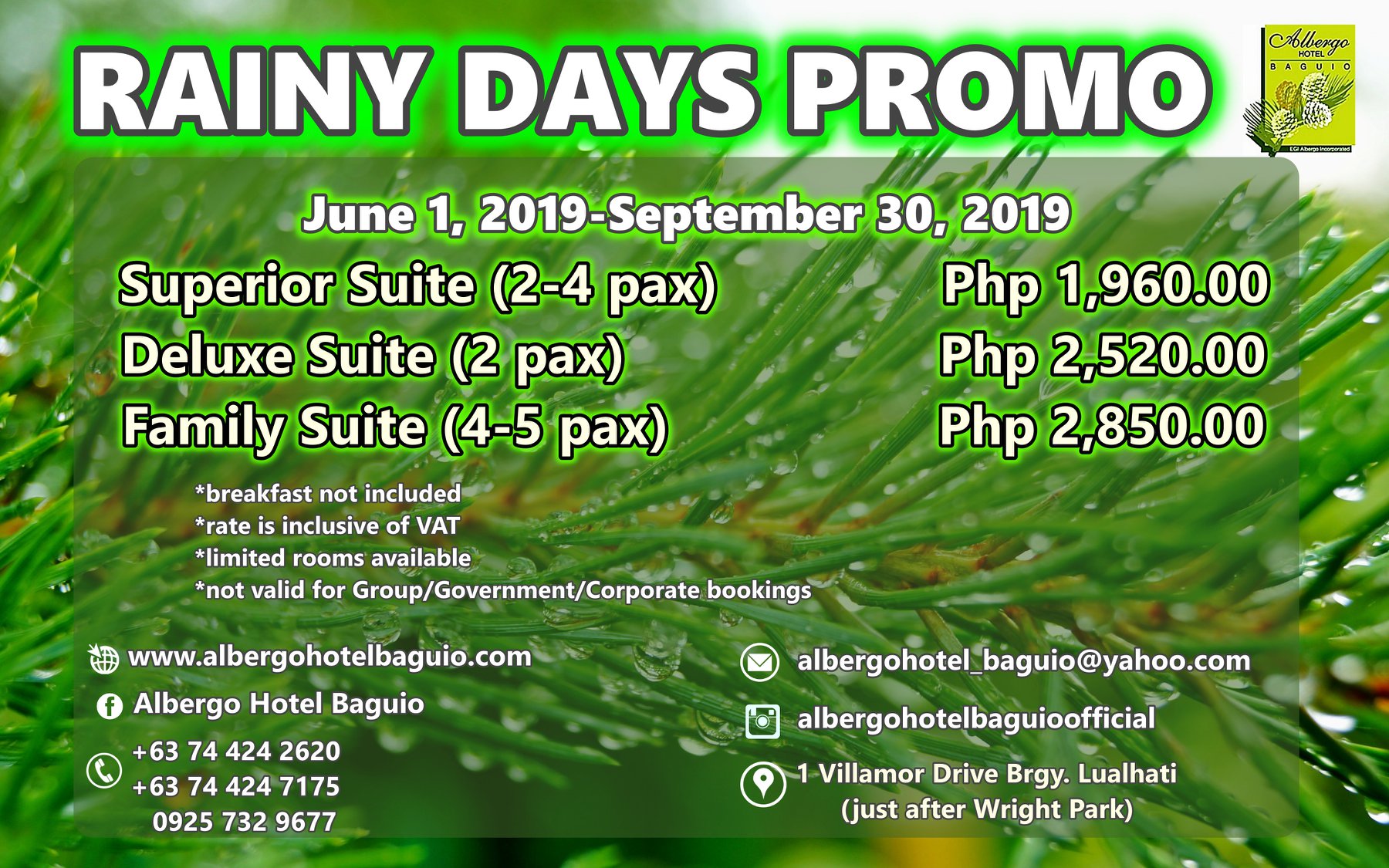 Albergo Hotel Rainy Days Promo 2019