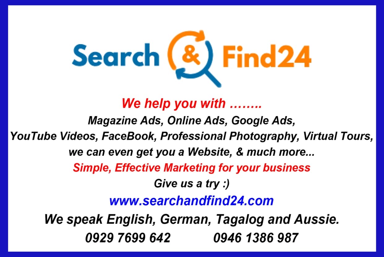https://www.searchandfind24.com For all your Advertising Needs. Now in Bohol